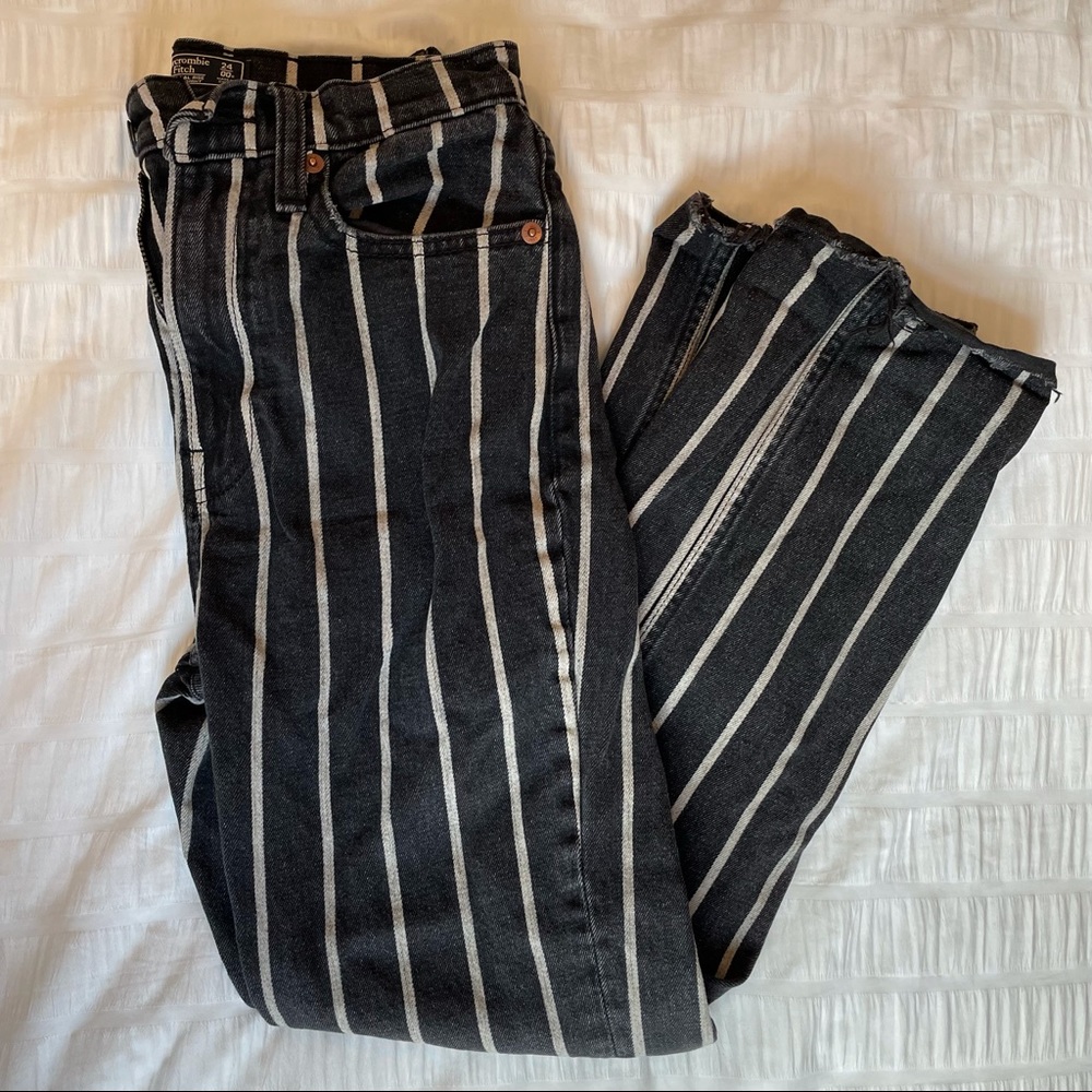Abercrombie & Fitch high rise black striped jeans